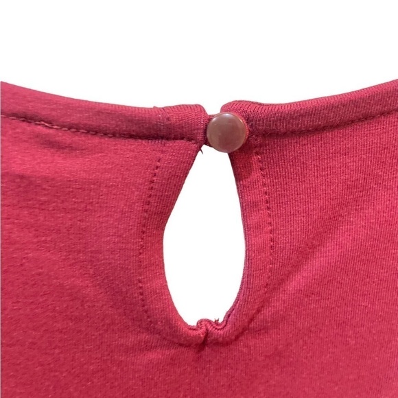 Talbots burgundy crew neck ruched draped long sleeve stretch top size small - Picture 8 of 11